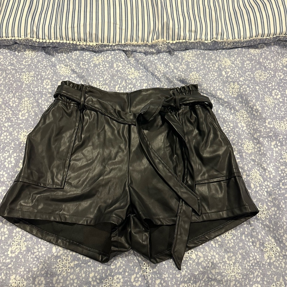 Black Leather Women's Shorts